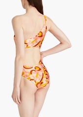 Zimmermann - One-shoulder buckled printed swimsuit - Orange - 0