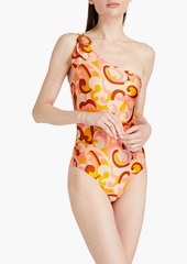 Zimmermann - One-shoulder buckled printed swimsuit - Orange - 0