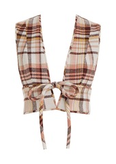 Zimmermann - Matchmaker Check Linen Cropped Top - Plaid - 1 - Moda Operandi