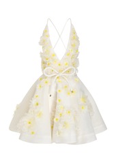 Zimmermann - Matchmaker Daisy Linen-Silk Mini Dress - Ivory - 3 - Moda Operandi