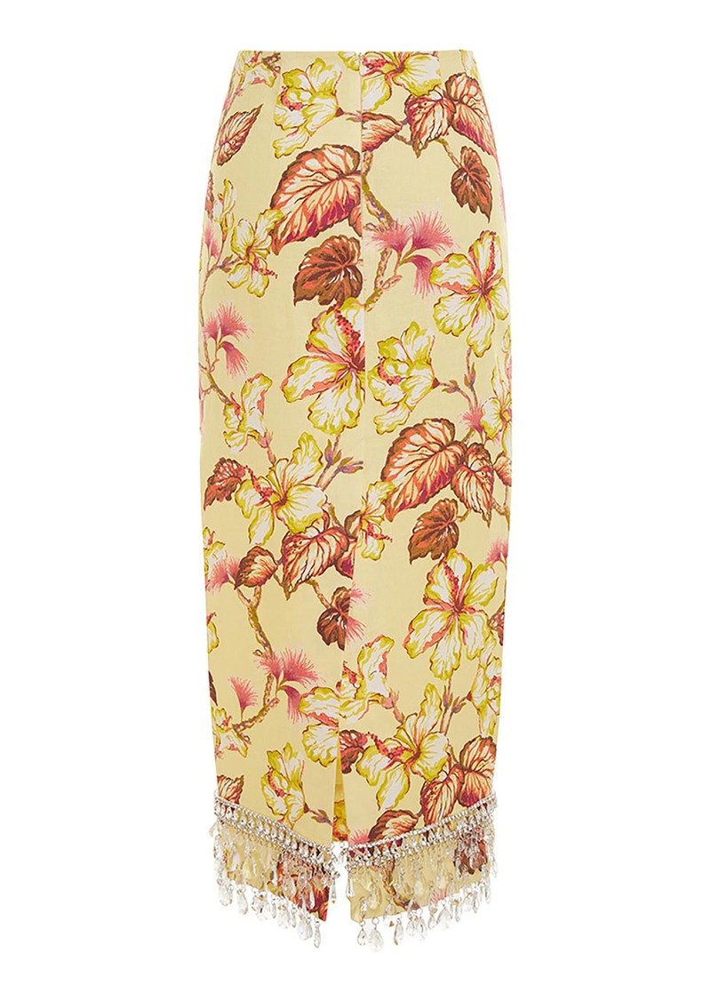 Zimmermann - Matchmaker Diamante Linen Midi Skirt - Floral - 2 - Moda Operandi