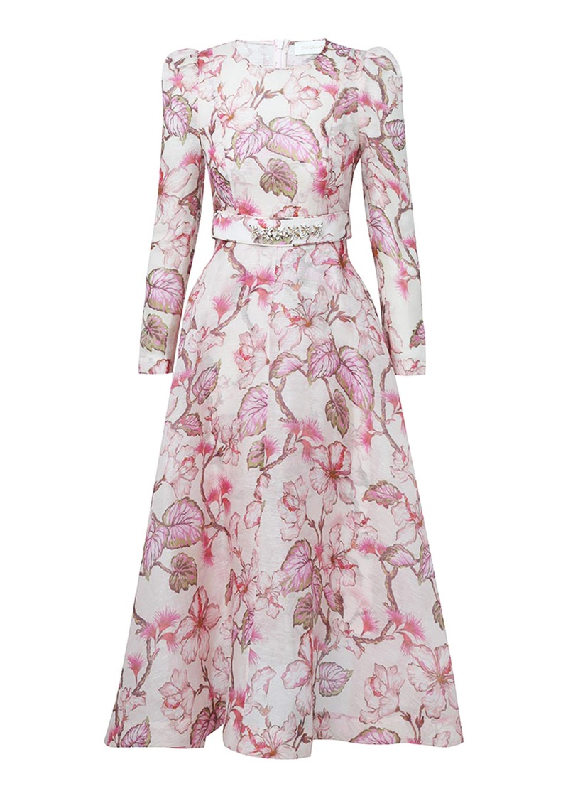 Zimmermann - Matchmaker Floral Linen-Silk Midi Dress - Pink - 3 - Moda Operandi