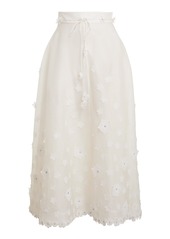 Zimmermann - Matchmaker Lift Off Linen-Silk Midi Skirt - Ivory - 0 - Moda Operandi