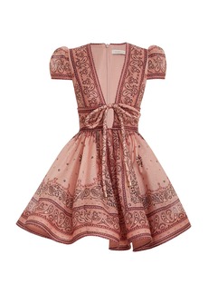 Zimmermann - Matchmaker Structured Linen-Silk Mini Dress - Pink - 0 - Moda Operandi