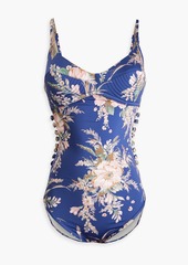 Zimmermann - Moonshine floral-print quilted swimsuit - Blue - 0