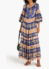 Zimmermann - Gathered floral-print cotton and silk-blend voile maxi dress - Blue - 0