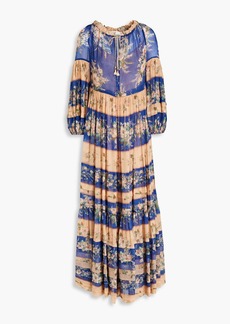 Zimmermann - Gathered floral-print cotton and silk-blend voile maxi dress - Blue - 00