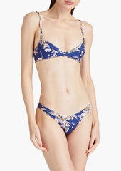 Zimmermann - Quilted printed triangle bikini top - Blue - 0