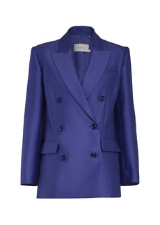 Zimmermann - Natura Double-Breasted Wool-Silk Blazer - Blue - 0 - Moda Operandi