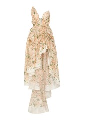 Zimmermann - Natura Draped Linen-Silk Midi Dress - Multi - 2 - Moda Operandi