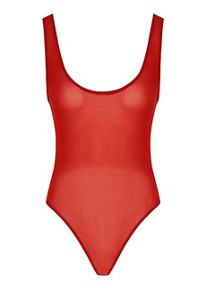 Zimmermann - Natura Mesh-Jersey Bodysuit - Red - 1 - Moda Operandi