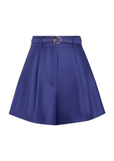 Zimmermann - Natura Pleated Wool-Silk Shorts - Blue - 1 - Moda Operandi
