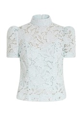 Zimmermann - Natura Puff-Sleeve Lace Top - Green - 2 - Moda Operandi