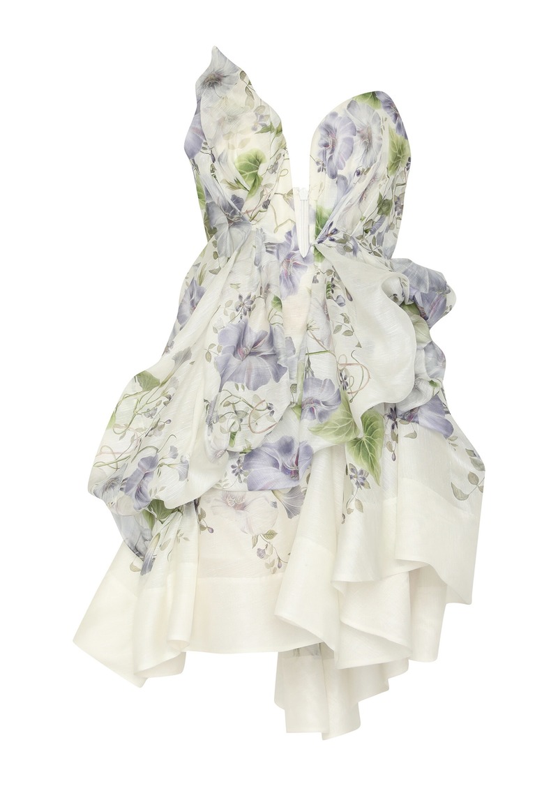 Zimmermann - Natura Ruffled Silk Mini Dress - Multi - 2 - Moda Operandi
