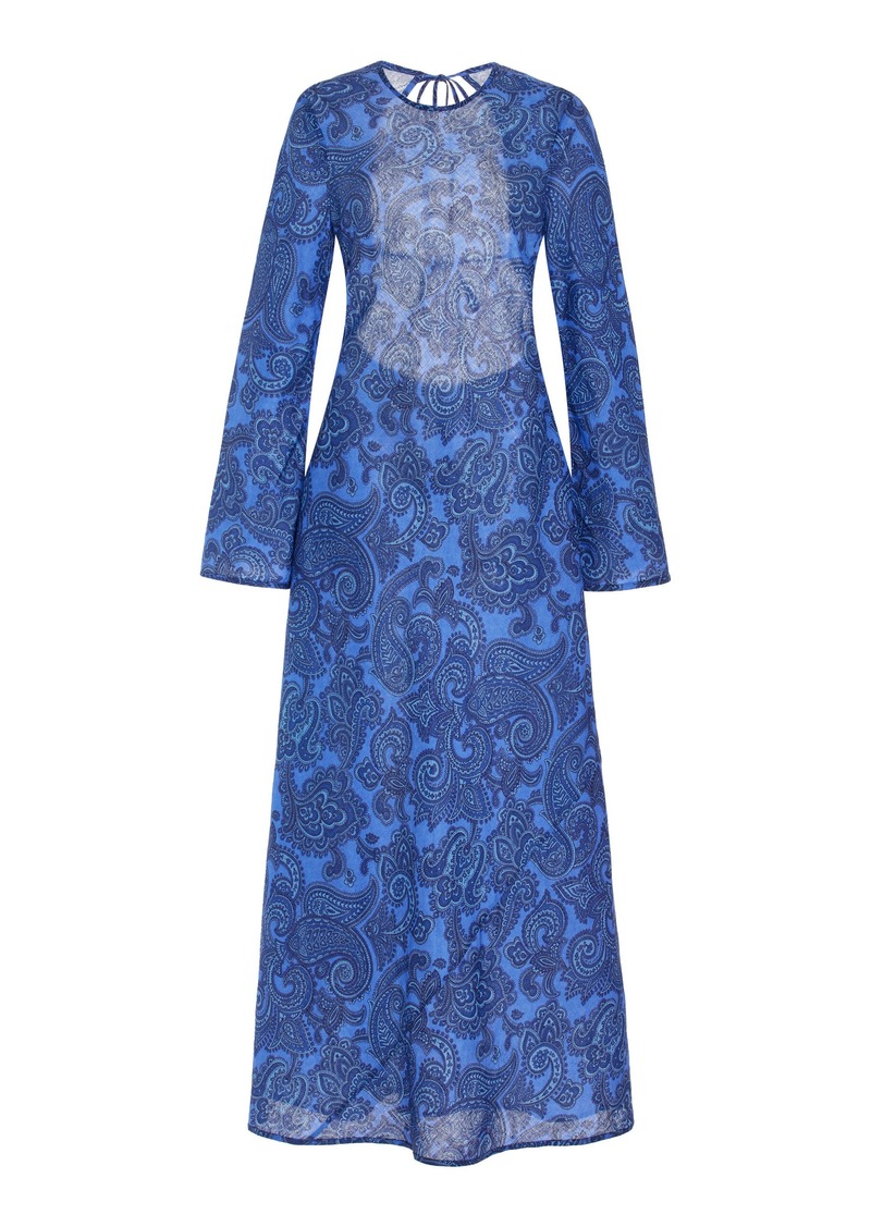 Zimmermann - Ottie Backless Linen Bias-Cut Maxi Dress - Blue - 3 - Moda Operandi