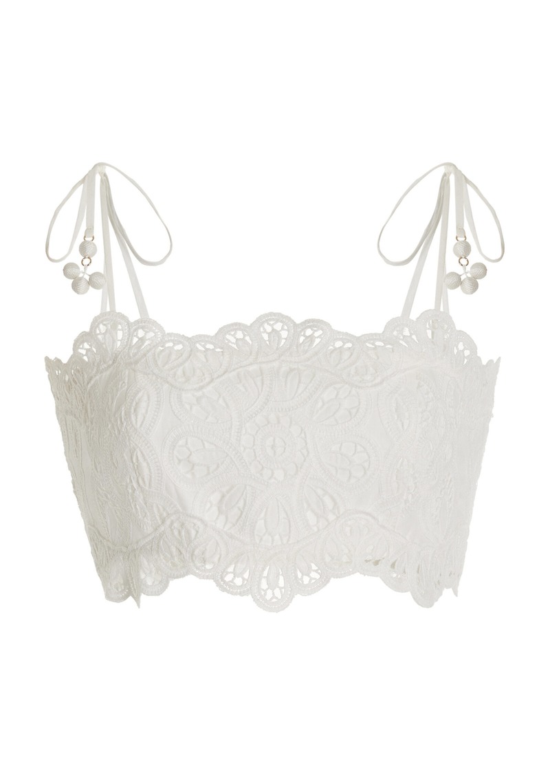 Zimmermann - Ottie Embroidered Cotton Crop Top - Ivory - 3 - Moda Operandi