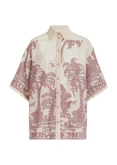 Zimmermann - Ottie Palm-Knit Cotton Shirt - Red - 0 - Moda Operandi