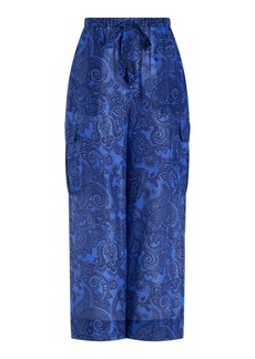 Zimmermann - Ottie Silk Wide-Leg Cargo Pant - Blue - 1 - Moda Operandi