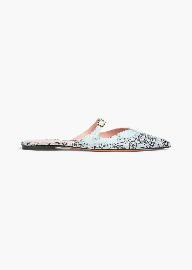 Zimmermann - Paisley-print linen slippers - Blue - EU 36