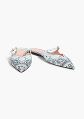 Zimmermann - Paisley-print linen slippers - Blue - EU 36