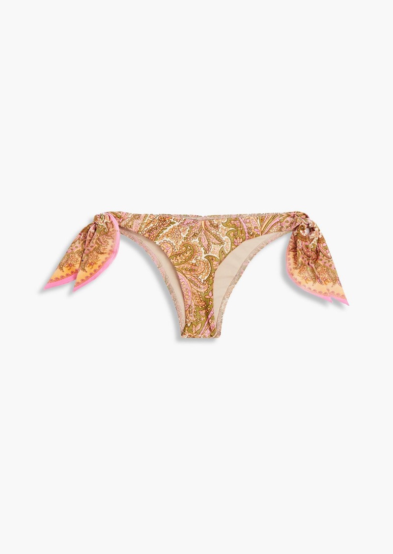 Zimmermann - Paisley-print low-rise bikini briefs - Orange - 2