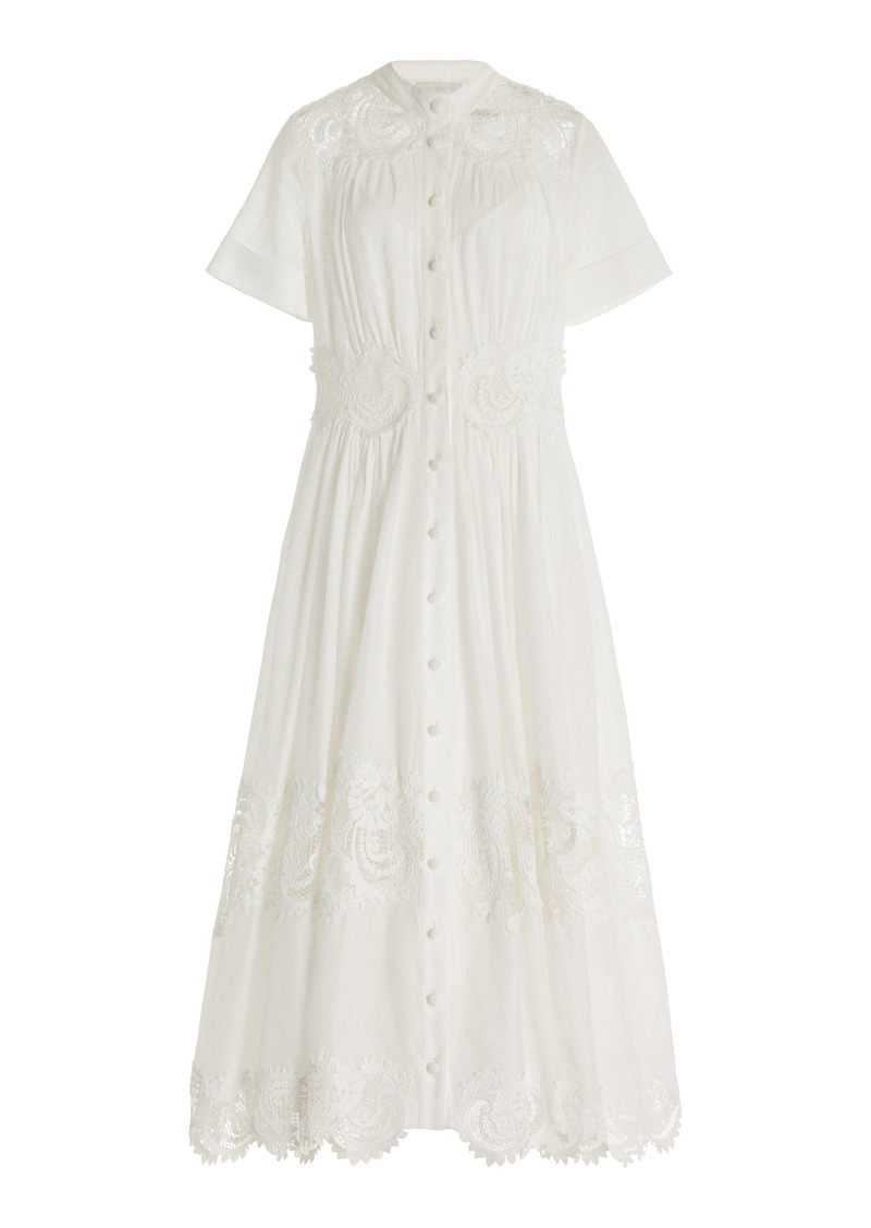 Zimmermann - Pop Lace-Trimmed Cotton Midi Dress - Ivory - 2 - Moda Operandi