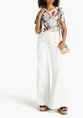 Zimmermann - Embroidered high-rise wide-leg jeans - White - 0