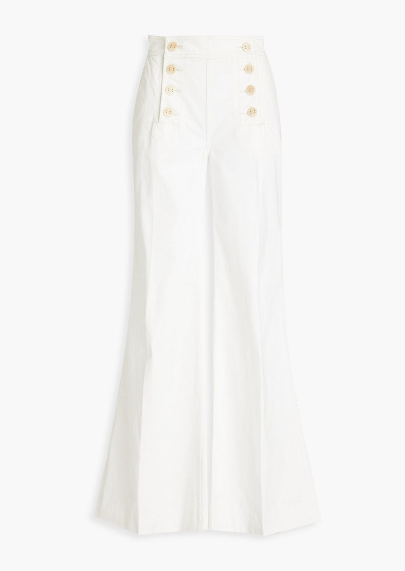 Zimmermann - Embroidered high-rise wide-leg jeans - White - 0