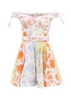 Zimmermann - Postcard Floral-print Linen Mini Dress - Womens - Multi