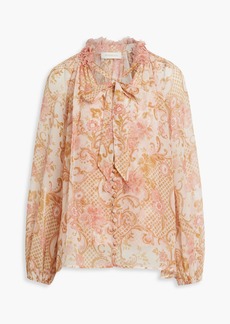 Zimmermann - Printed cotton and silk-blend voile blouse - Pink - 0