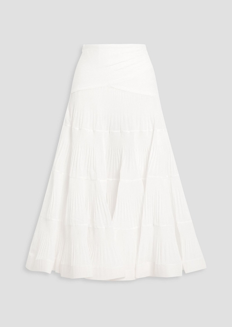 Zimmermann - Tiered plissé-organza midi skirt - White - 0