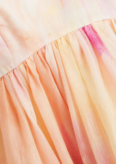 Zimmermann - Ruffled tie-dyed linen and silk-blend mini dress - Orange - 0