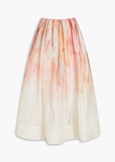 Zimmermann - Printed linen and silk-blend midi skirt - Pink - 2