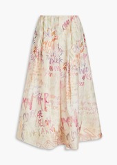 Zimmermann - Printed linen and silk-blend midi skirt - White - 00