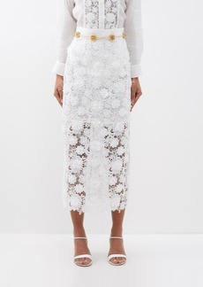 Zimmermann - Raie Floral-lace Midi Skirt - Womens - Ivory