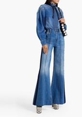 Zimmermann - Rhythmic satin-trimmed high-rise flared jeans - Blue - 27