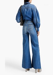 Zimmermann - Rhythmic satin-trimmed high-rise flared jeans - Blue - 27