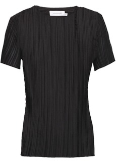 Zimmermann - Crochet-trimmed plissé cotton-blend T-shirt - Black - 0