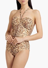 Zimmermann - Ruched leopard-print halterneck swimsuit - Animal print - 0