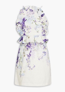 Zimmermann - Ruffled floral-print linen mini dress - Purple - 0