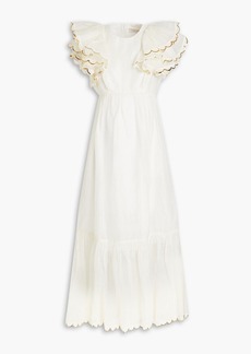 Zimmermann - Ruffled linen and silk-blend maxi dress - White - 2