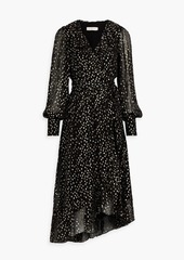 Zimmermann - Ruffled metallic fil coupé silk-blend chiffon midi dress - Black - 0