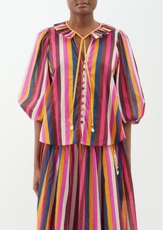 Zimmermann - Striped Cotton-voile Blouse - Womens - Pink Stripe