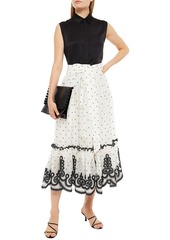 Zimmermann - Embroidered linen and silk-blend gauze midi skirt - White - 00