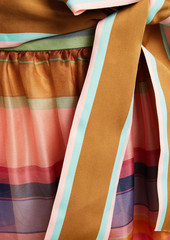 Zimmermann - Gathered striped silk-organza midi skirt - Brown - 00