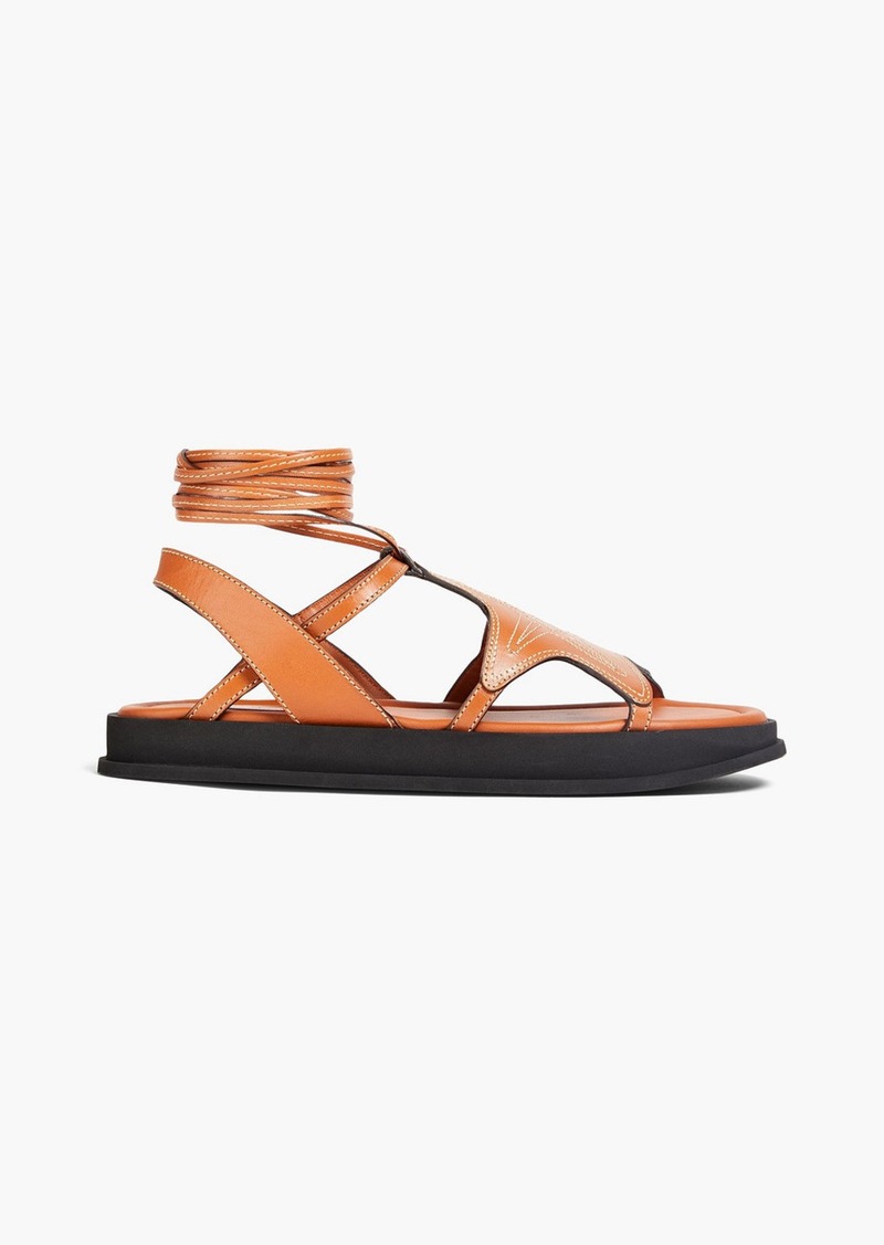 Zimmermann - Topstitched leather sandals - Brown - EU 39