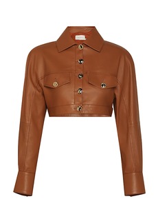 Zimmermann - Tranquility Cropped Leather Jacket - Brown - 0 - Moda Operandi