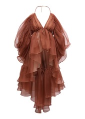 Zimmermann - Tranquility Draped Silk Chiffon Top - Brown - 0 - Moda Operandi