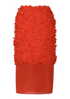 Zimmermann - Tranquility Floral-Appliqued Linen Midi Skirt - Red - 0 - Moda Operandi