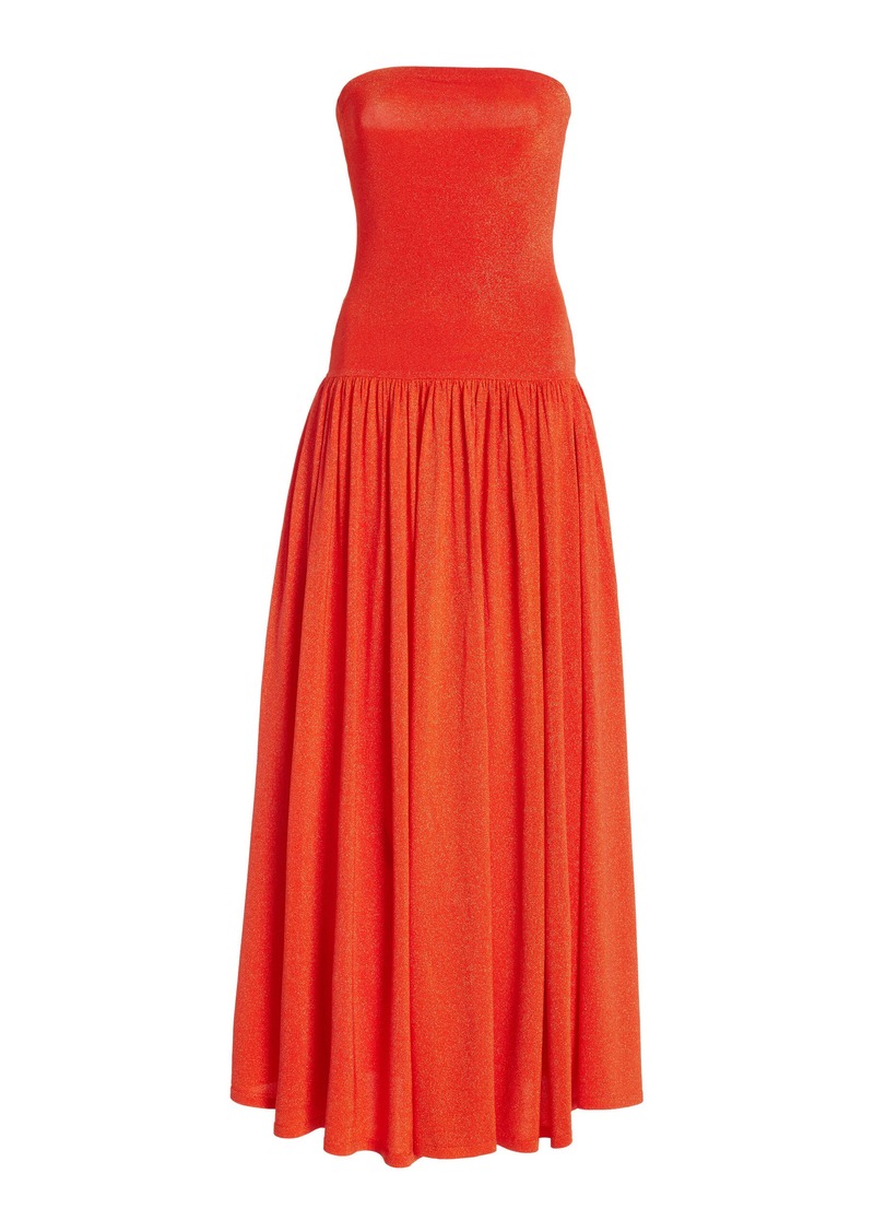 Zimmermann - Tranquility Pleated Strapless Maxi Dress - Red - 1 - Moda Operandi